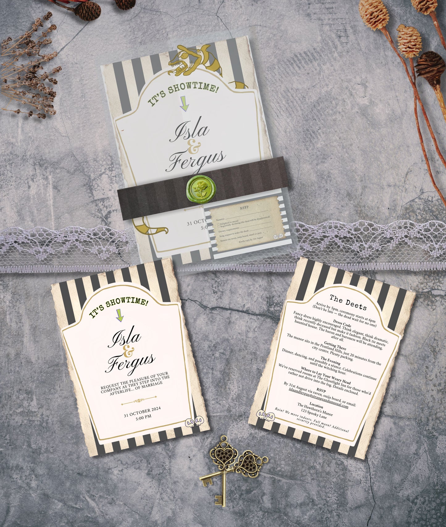 Beetlejuice Inspired Wedding Invitation Bundle