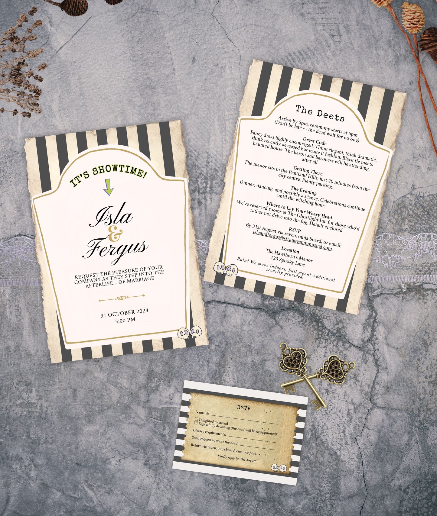 Beetlejuice Inspired Wedding Invitation Bundle