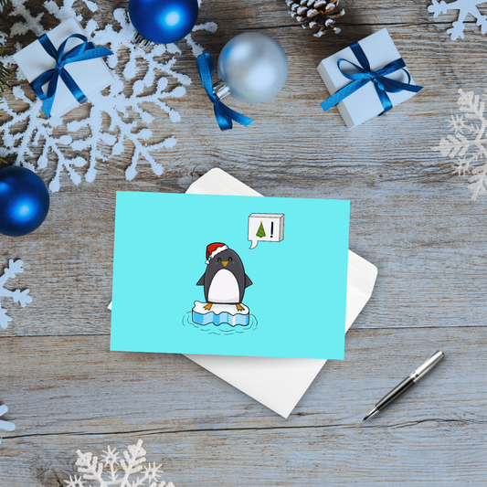 Pack of 10 Minimalist Penguin Christmas Greeting Cards