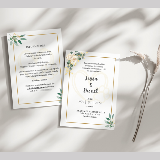 Botanical Gold Wedding Invitation Suite